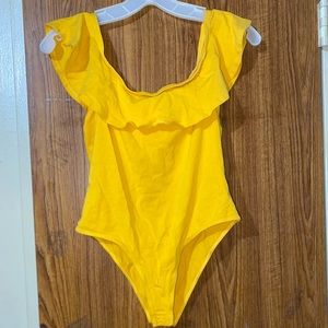 Women yellow casual body suit top